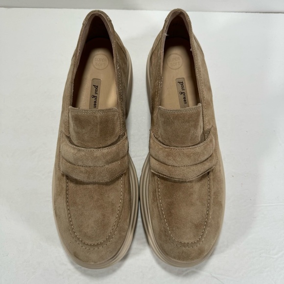 Paul Green Super Soft Beige Suede Lug Sole Platform Loafers Women’s Size 10 - Picture 2 of 11